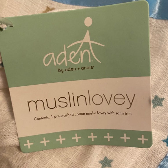 New Aden + Anais Bunny Rabbit Blue Stars Muslin Baby Lovey Security Blanket - Picture 4 of 4